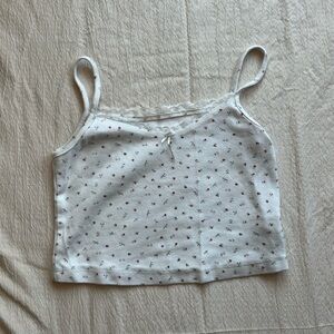 SHEIN White and Red Floral Tank Top